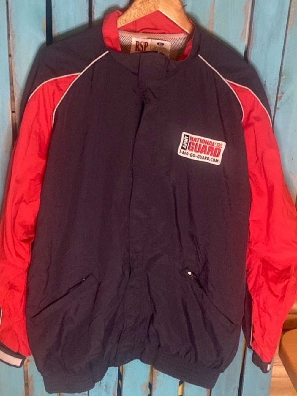RSP Army National Guard windbreaker jacket size XL black red white embroidered